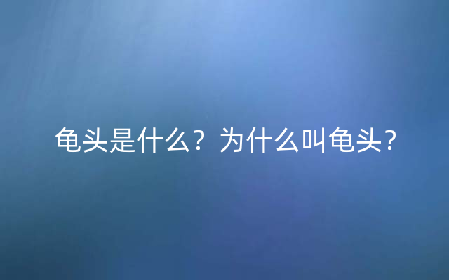 龟头是什么？为什么叫龟头？