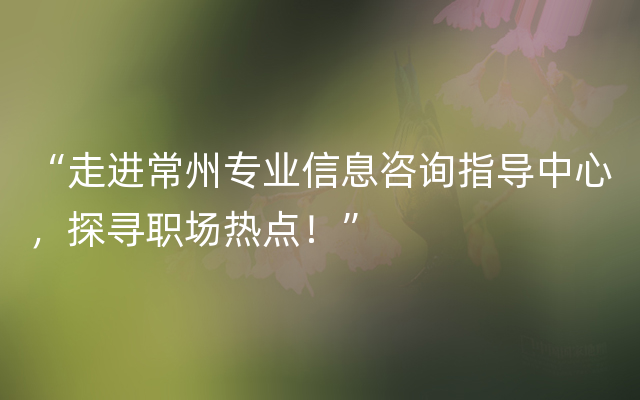 “走进常州专业信息咨询指导中心，探寻职场热点！”