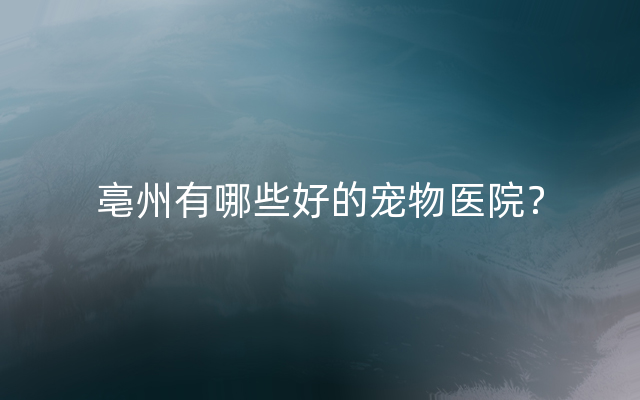 亳州有哪些好的宠物医院？