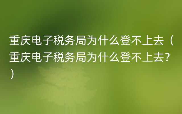 重庆电子税务局为什么登不上去（重庆电子税务局为