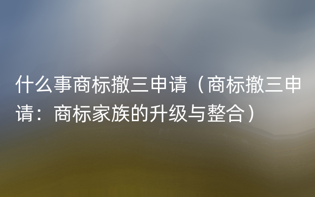 什么事商标撤三申请（商标撤三申请：商标家族的升级与整合）