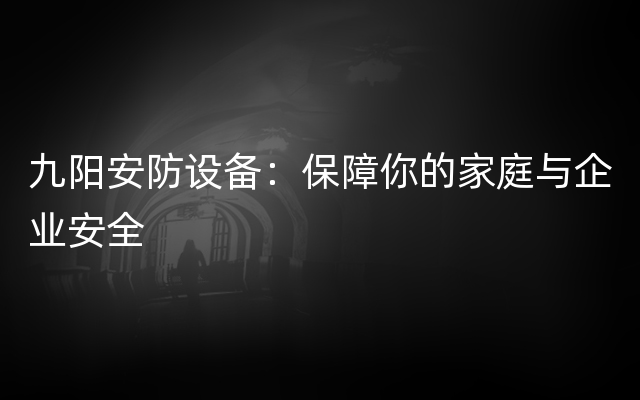 九阳安防设备：保障你的家庭与企业安全