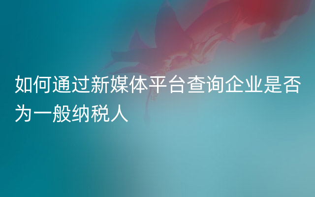 如何通过新媒体平台查询企业是否为一般纳税人