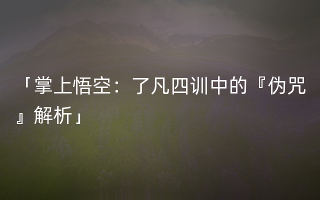 「掌上悟空：了凡四训中的『伪咒』解析」