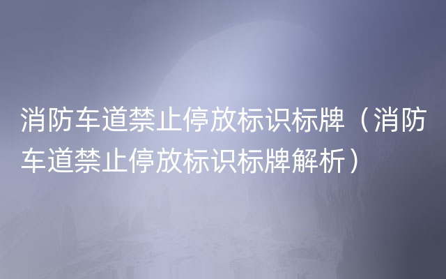 消防车道禁止停放标识标牌（消防车道禁止停放标识标牌解析）