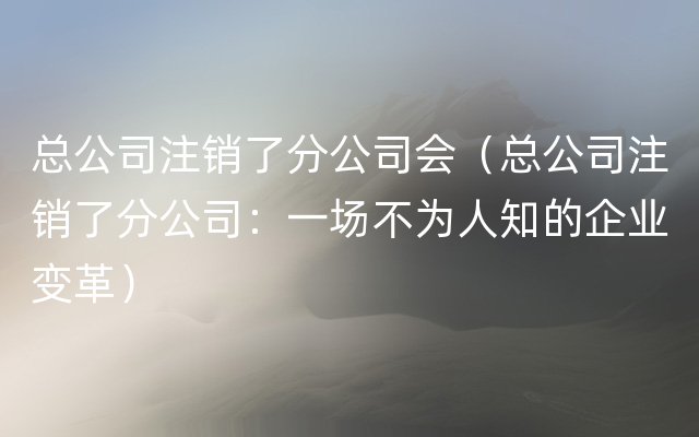 总公司注销了分公司会（总公司注销了分公司：一场不为人知的企业变革）