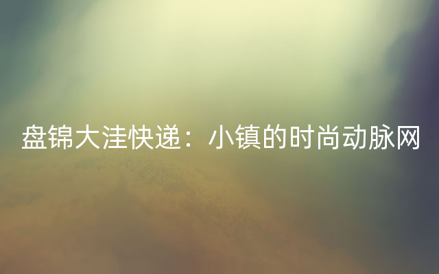 盘锦大洼快递：小镇的时尚动脉网