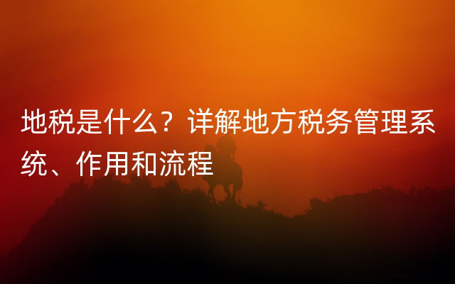 地税是什么？详解地方税务管理系统、作用和流程