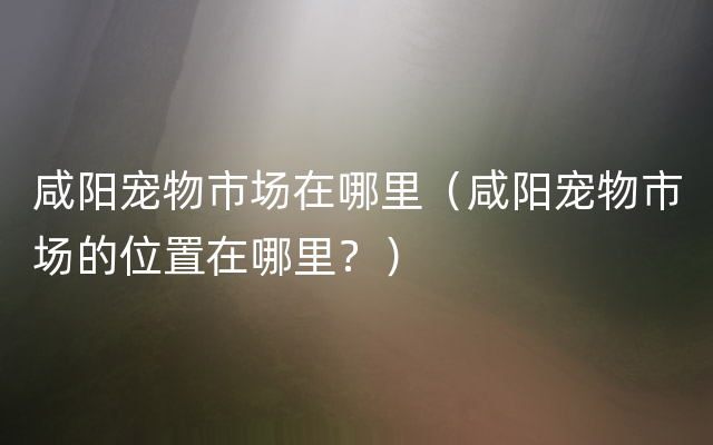 咸阳宠物市场在哪里（咸阳宠物市场的位置在哪里？