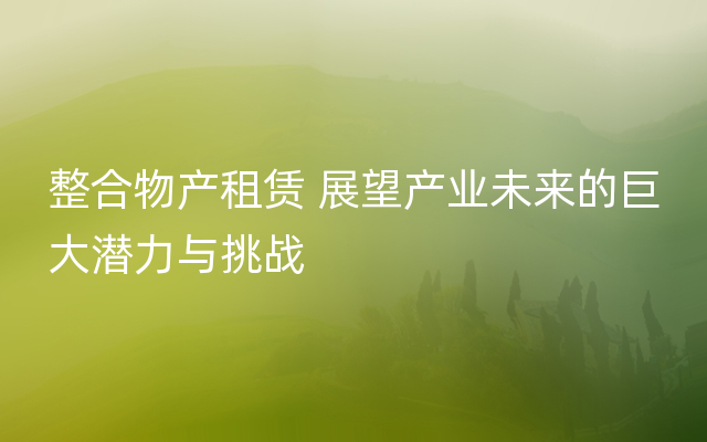 整合物产租赁 展望产业未来的巨大潜力与挑战