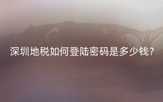 深圳地税如何登陆密码是多少钱？