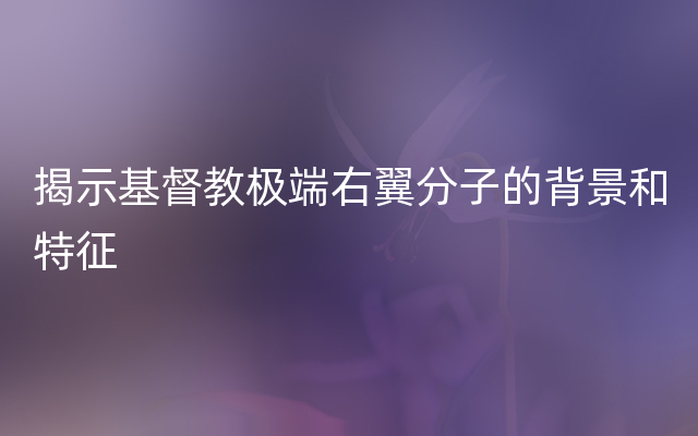 揭示基督教极端右翼分子的背景和特征