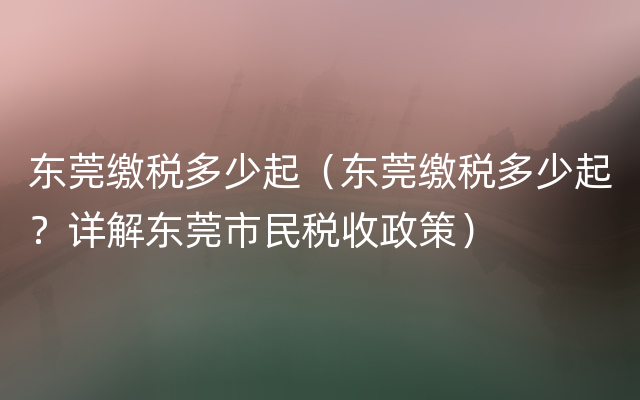 东莞缴税多少起（东莞缴税多少起？详解东莞市民税