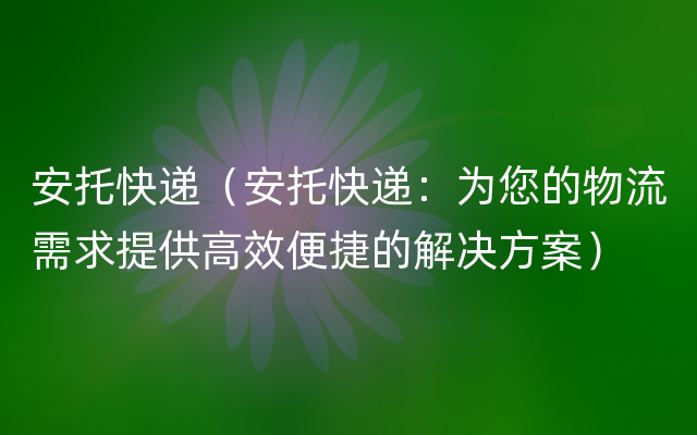 安托快递（安托快递：为您的物流需求提供高效便捷的解决方案）