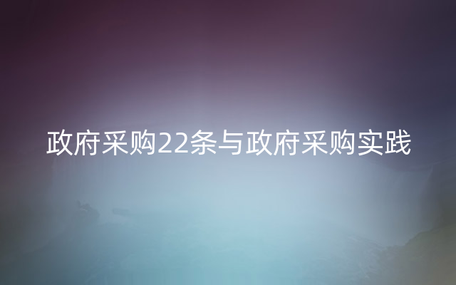 政府采购22条与政府采购实践