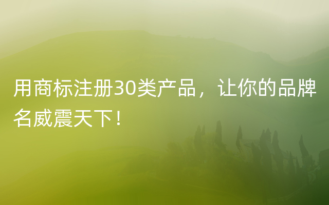 用商标注册30类产品，让你的品牌名威震天下！