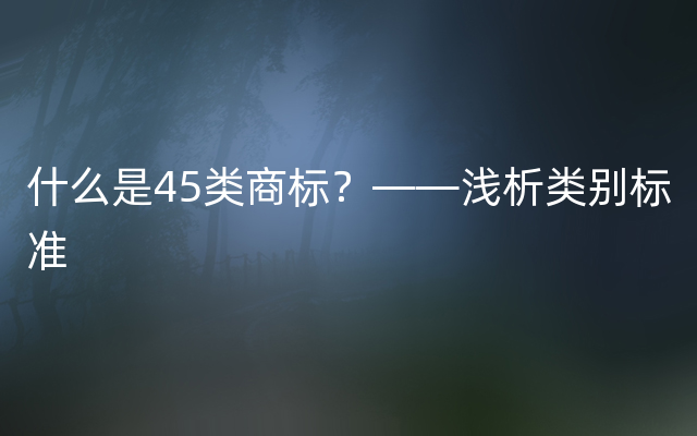 什么是45类商标？——浅析类别标准