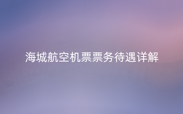 海城航空机票票务待遇详解