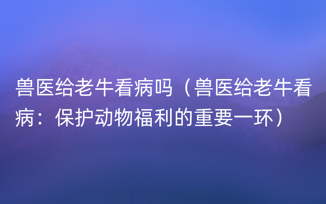 兽医给老牛看病吗（兽医给老牛看病：保护动物福利的重要一环）