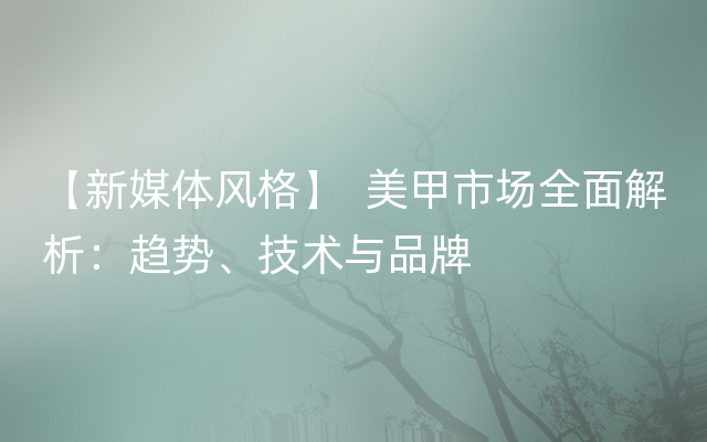 【新媒体风格】  美甲市场全面解析：趋势、技术与品牌