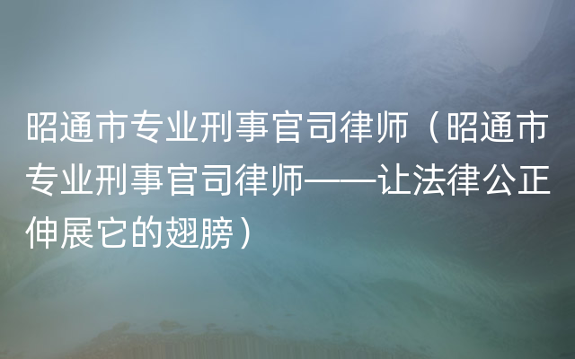 昭通市专业刑事官司律师（昭通市专业刑事官司律师——让法律公正伸展它的翅膀）