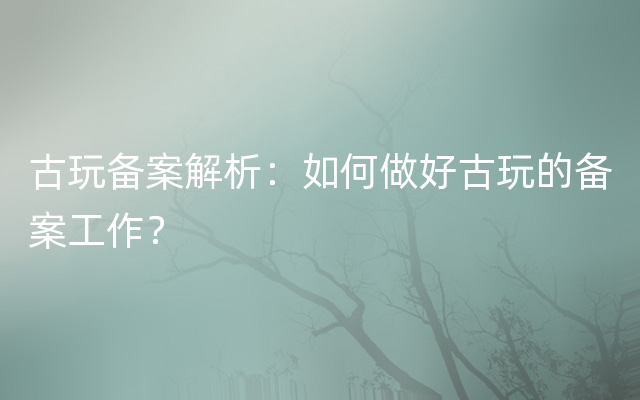 古玩备案解析：如何做好古玩的备案工作？