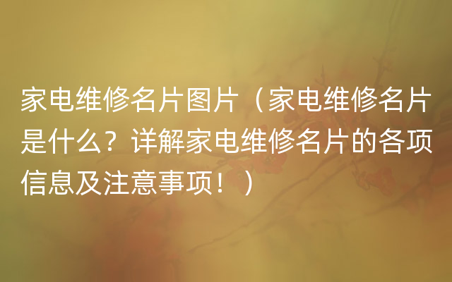 家电维修名片图片（家电维修名片是什么？详解家电维修名片的各项信息及注意事项！）