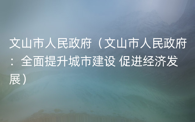 文山市人民政府（文山市人民政府：全面提升城市建设 促进经济发展）