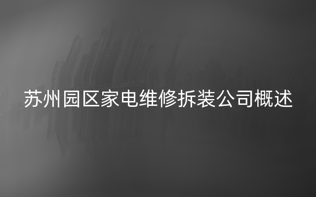 苏州园区家电维修拆装公司概述