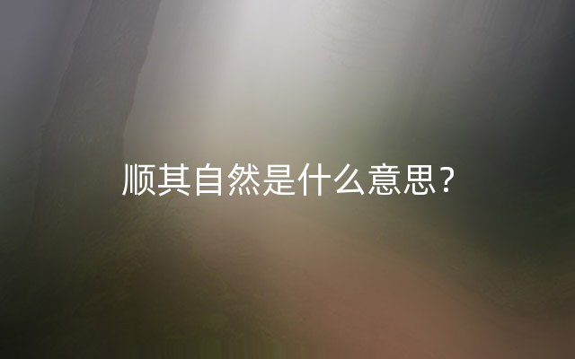 顺其自然是什么意思？