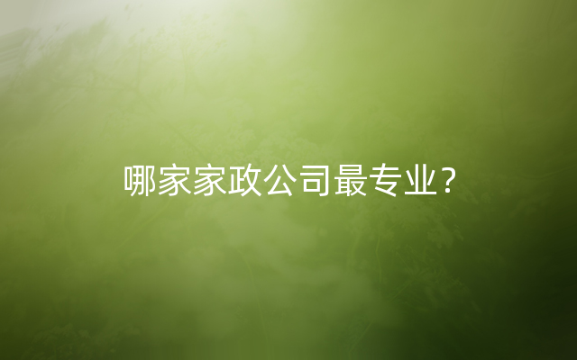 哪家家政公司最专业？