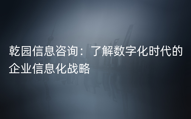 乾园信息咨询：了解数字化时代的企业信息化战略