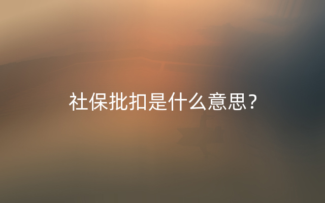 社保批扣是什么意思？