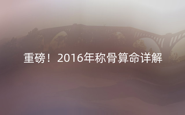 重磅！2016年称骨算命详解