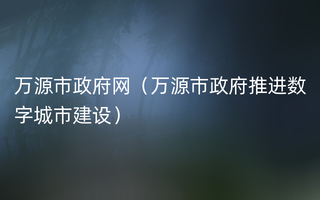 万源市政府网（万源市政府推进数字城市建设）