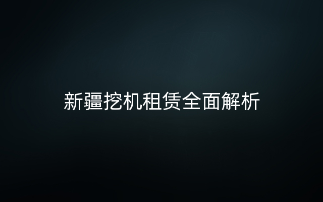 新疆挖机租赁全面解析