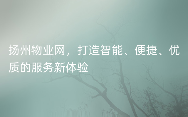 扬州物业网，打造智能、便捷、优质的服务新体验