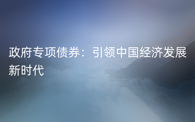 政府专项债券：引领中国经济发展新时代