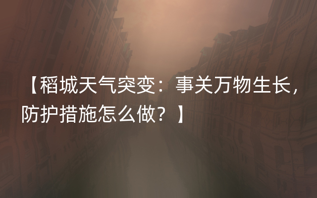 【稻城天气突变：事关万物生长，防护措施怎么做？】