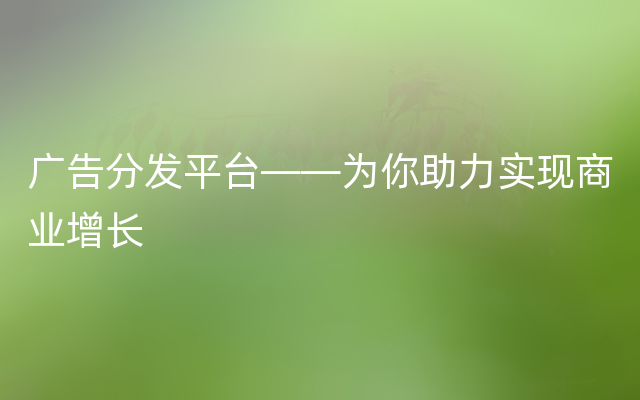 广告分发平台——为你助力实现商业增长