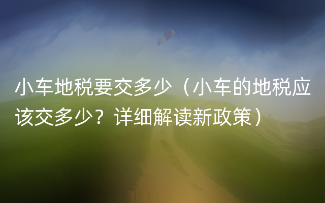 小车地税要交多少（小车的地税应该交多少？详细解