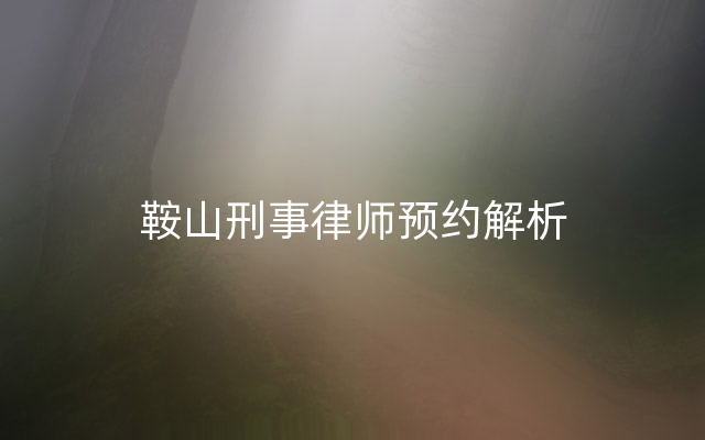 鞍山刑事律师预约解析