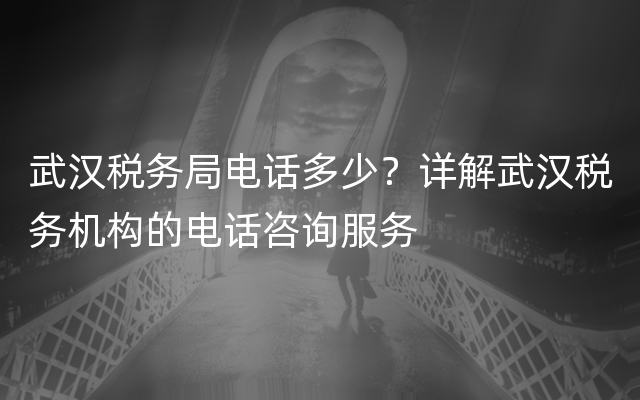 武汉税务局电话多少？详解武汉税务机构的电话咨询服务