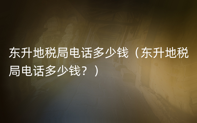 东升地税局电话多少钱（东升地税局电话多少钱？）