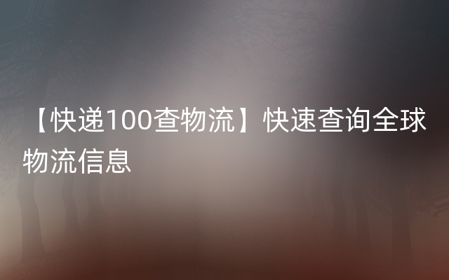 【快递100查物流】快速查询全球物流信息