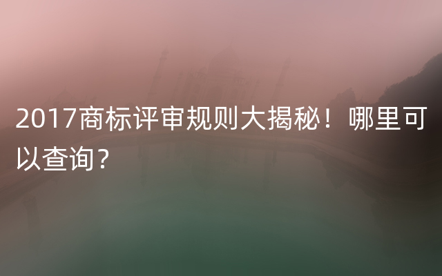 2017商标评审规则大揭秘！哪里可以查询？