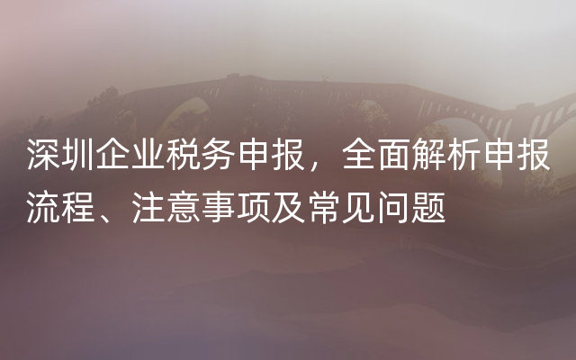 深圳企业税务申报，全面解析申报流程、注意事项及常见问题