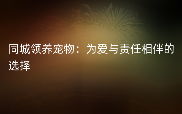 同城领养宠物：为爱与责任相伴的选择