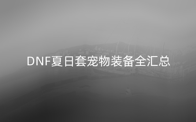 DNF夏日套宠物装备全汇总