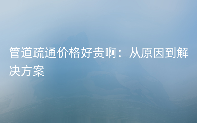 管道疏通价格好贵啊：从原因到解决方案